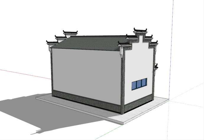 新中式双层公厕su模型_图1