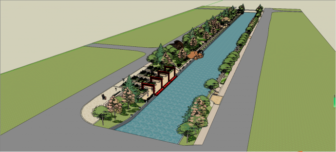 滨水景观公园园林建筑su模型_图1