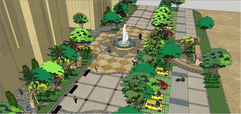 现代公园景观广场su模型-图二