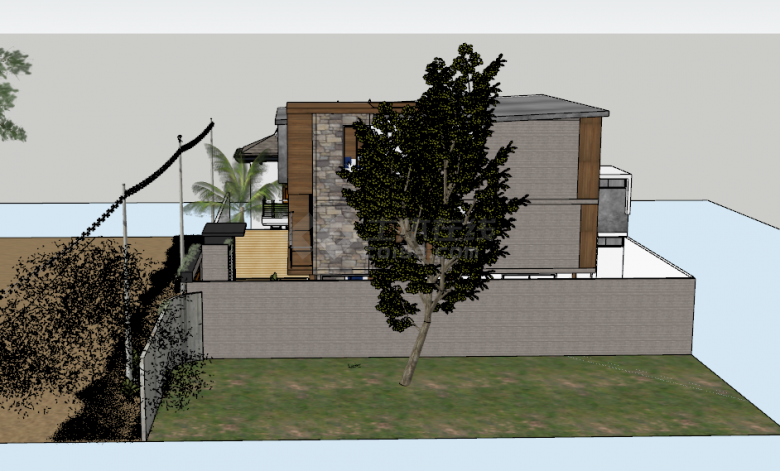 现代风格住宅农村别墅SU模型-图一