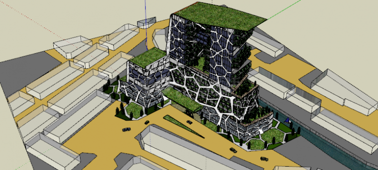 现代异形建筑办公楼su模型-图二