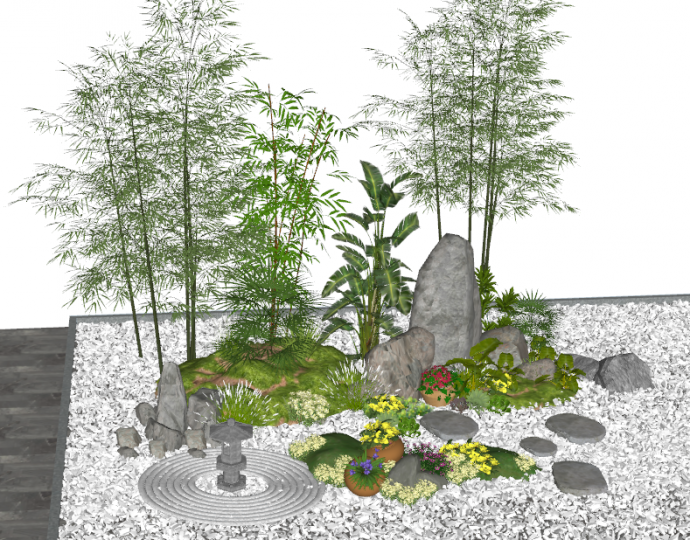 假山小石头植物组合su模型_图1