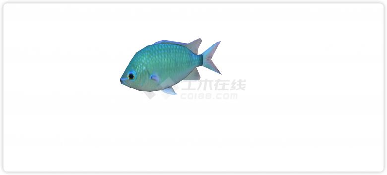 蓝绿渐变水族馆鱼类动物组合su模型-图二
