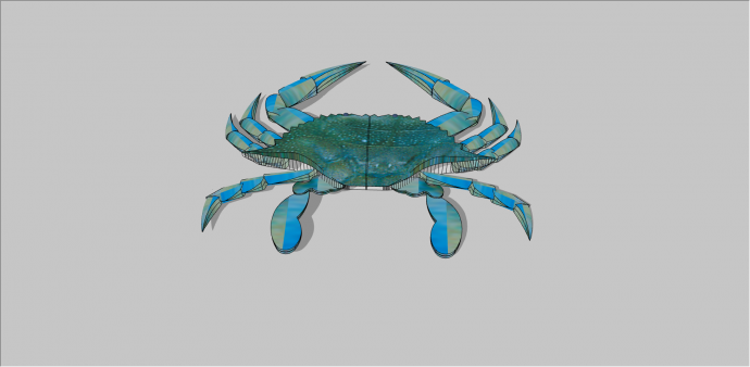 现代水族馆青色螃蟹su模型_图1