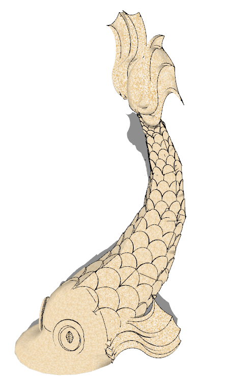 金色的大鲤鱼雕塑的海洋生物su模型-图二