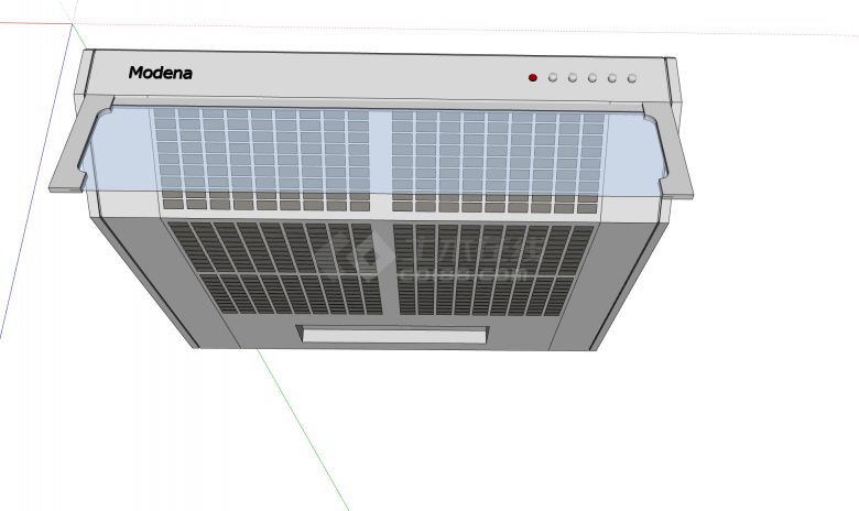 银色玻璃挡板吸油烟机厨房电器su模型-图二