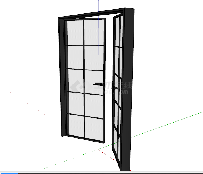 半打开的现代化玻璃门su模型-图二