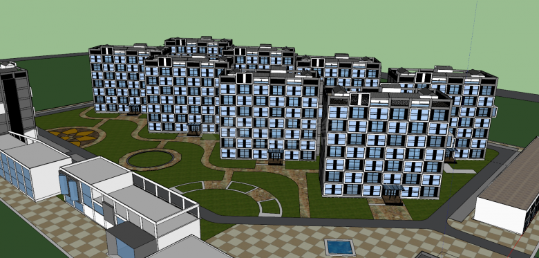科技园区设计方案整体建筑su模型-图二