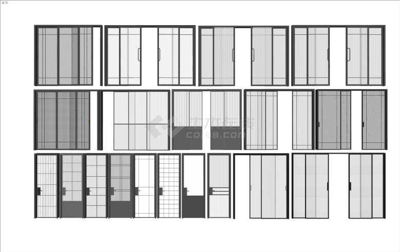 各式各样现代玻璃大门集合su模型-图一