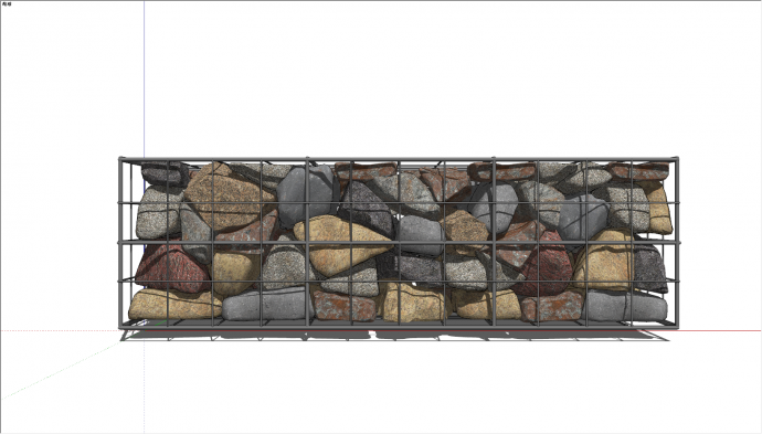 现代彩色大鹅卵石石笼石墙su模型_图1
