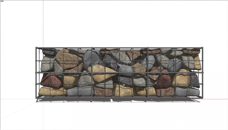 现代彩色大鹅卵石石笼石墙su模型-图一