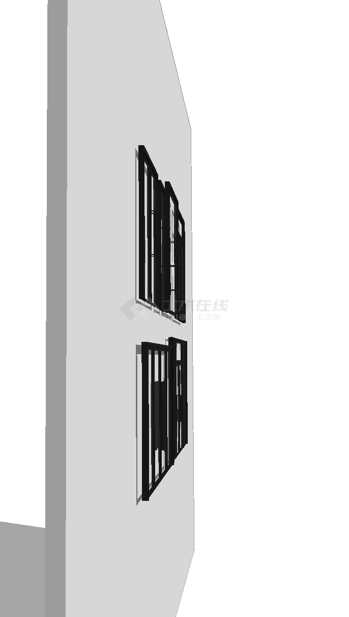 双开和单开的现代玻璃门 su模型-图二