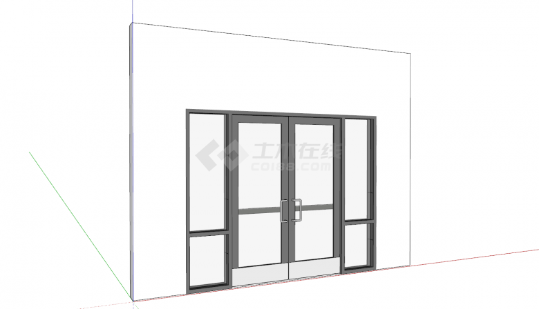 现代大门带扶手玻璃门su模型-图二