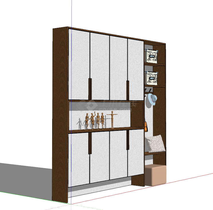 中式夹层多作用鞋柜su模型-图二