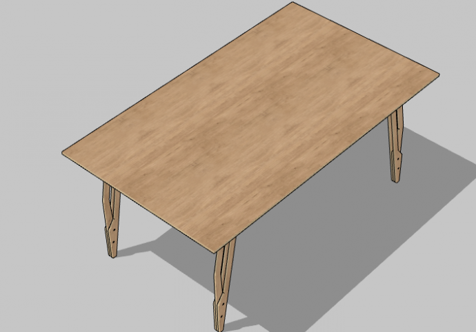 木制现代办公室桌子 su模型_图1