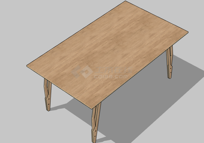 木制现代办公室桌子 su模型-图一