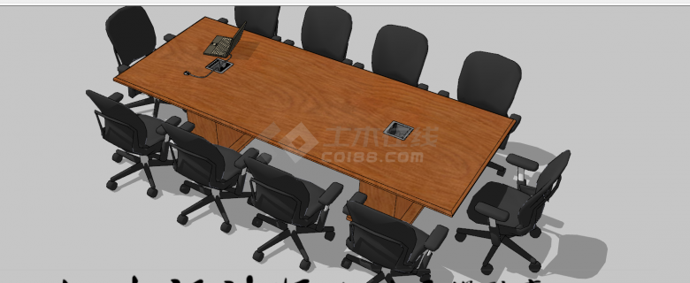 简约的木质办公室桌子su模型-图二