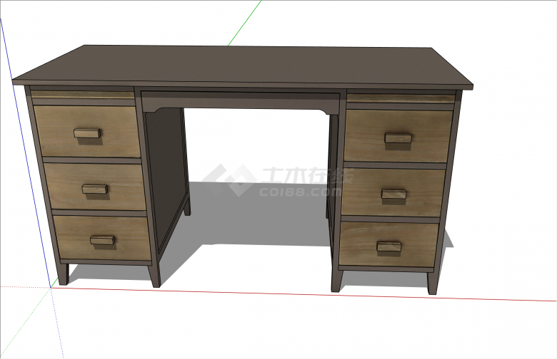 木质现代风格办公桌的SU模型-图二