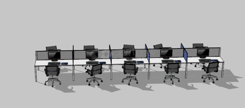 全新现代多人办公室桌子su模型-图二