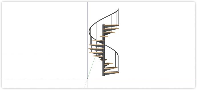 黑色钢结构扶手旋转楼梯su模型_图1