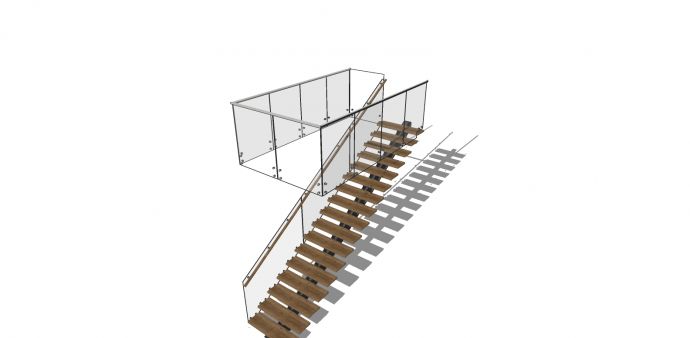 钢木直线型楼梯su模型_图1