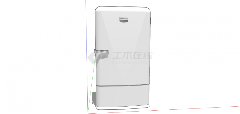 现代白色带铝制扣的冰箱su模型-图二