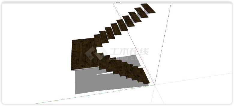 乌木踏板无扶手楼梯su模型-图二