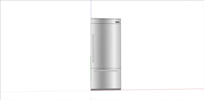 现代灰色系带把手的冰箱 su模型_图1