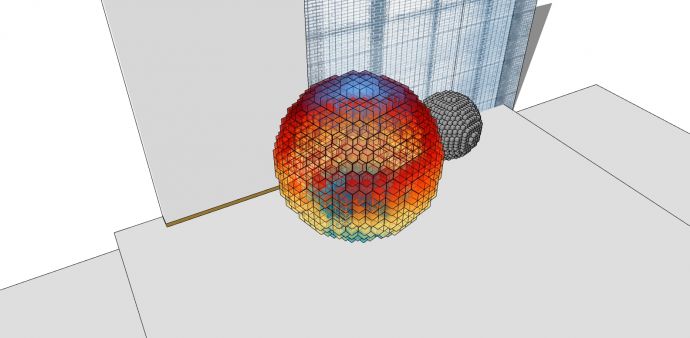现代亚克力方块渐变色球形雕塑su模型_图1