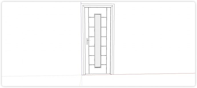 中间玻璃实木室内门su模型_图1