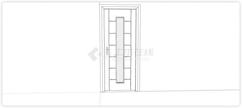 中间玻璃实木室内门su模型-图一