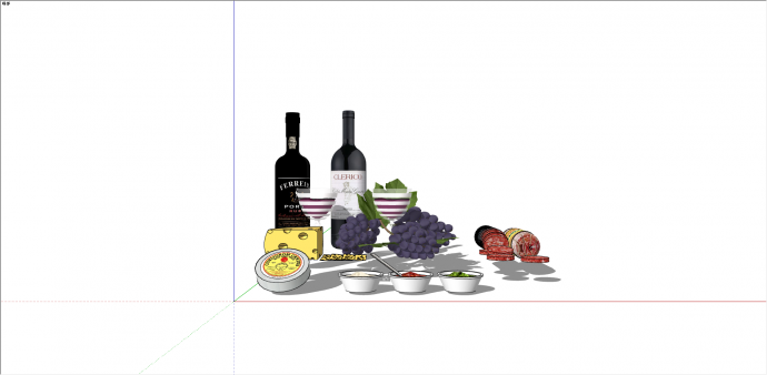 现代食品酒组合摆件su模型_图1