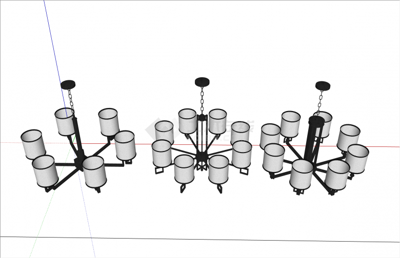 多种新中式吊灯组合su模型-图二
