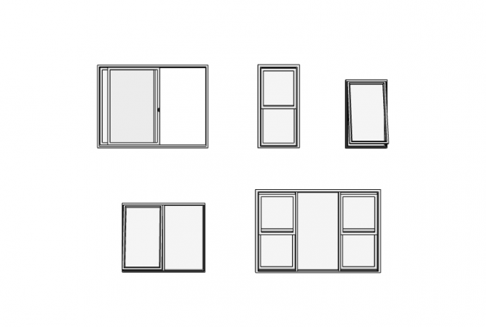 白色多式现代铝合金窗户SU模型_图1
