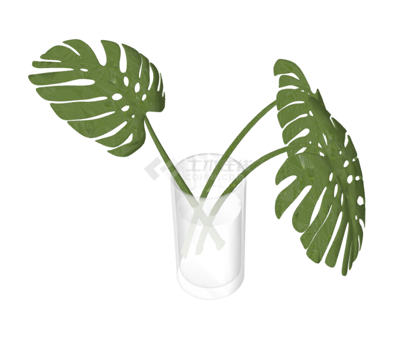 现代简易的玻璃花瓶su模型-图二
