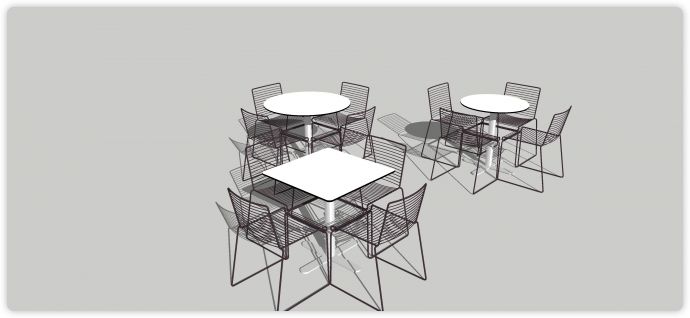白色桌面网状靠背椅户外桌椅su模型_图1
