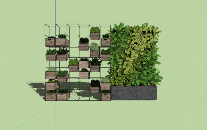 现代格子植物墙su模型_图1