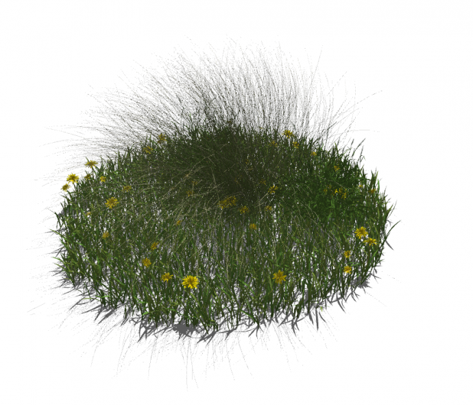 圆形的绿色小花草丛su模型_图1
