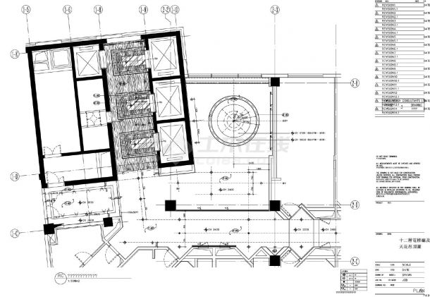 某某建筑十二層電梯廳及过廳地飾圖CAD图-图二