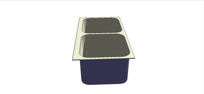 现代不锈钢材质两个连体厨房污水池su模型_图1
