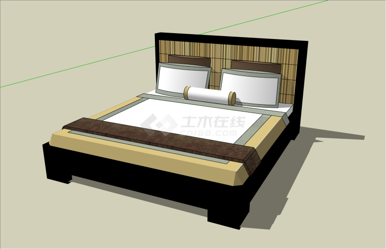 别致新中式风格床具su模型-图二