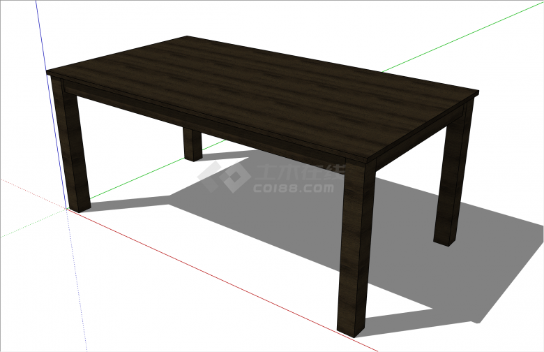 简约现代方形黑桃木桌子su模型-图一