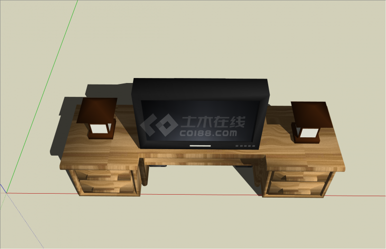 现代实木柜子及电视机su模型-图二