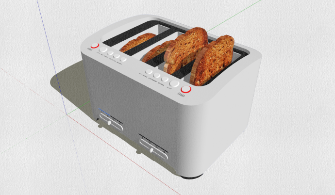 电器白色面包机小型su模型_图1