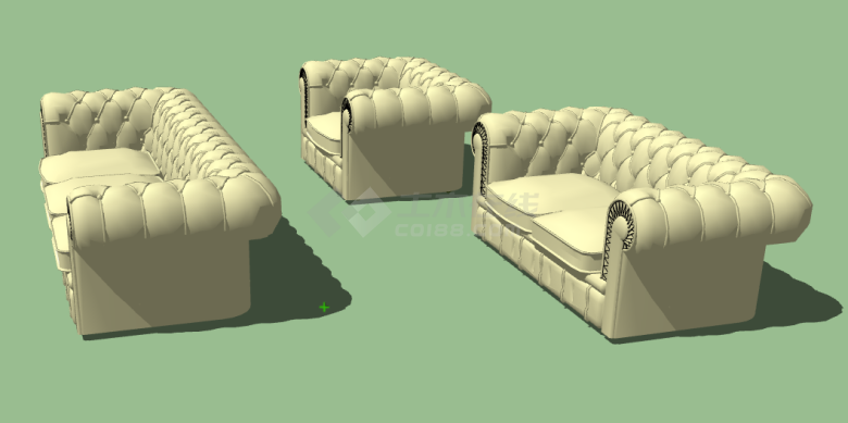 现代三米白色沙发su模型-图一