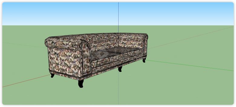 简约欧式三人沙发su模型-图二