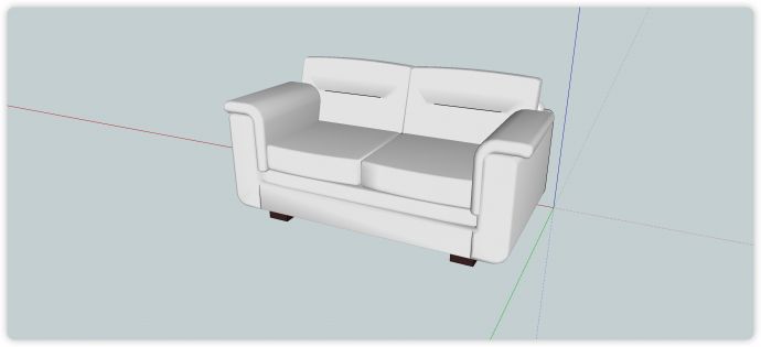 白色现代简约双人沙发su模型_图1