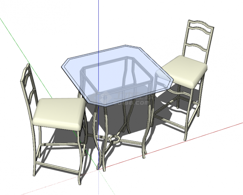室外玻璃桌几两座椅子su模型-图一