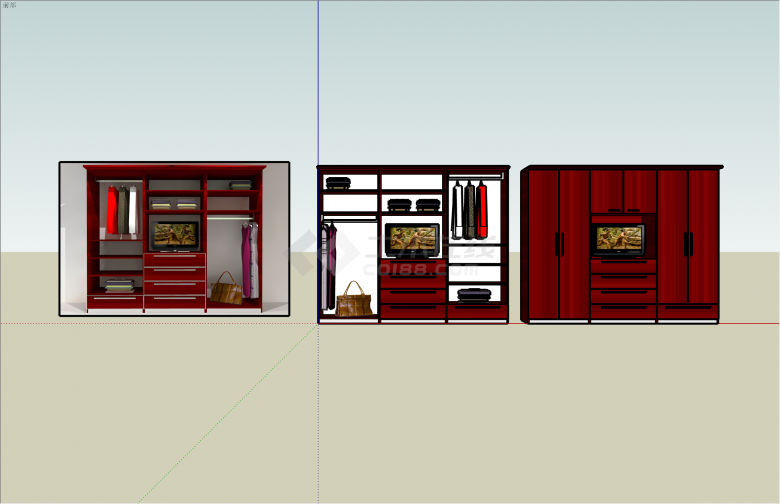 3组红木柜子集合su模型-图二
