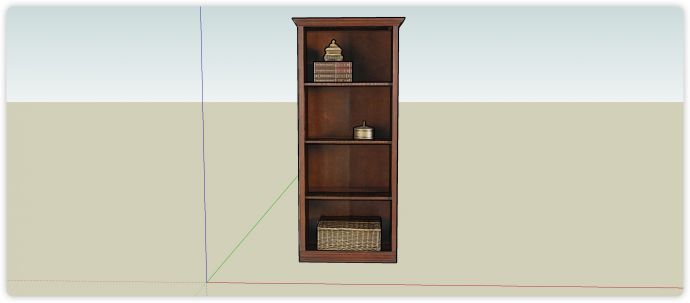 欧式复古实木书柜su模型_图1
